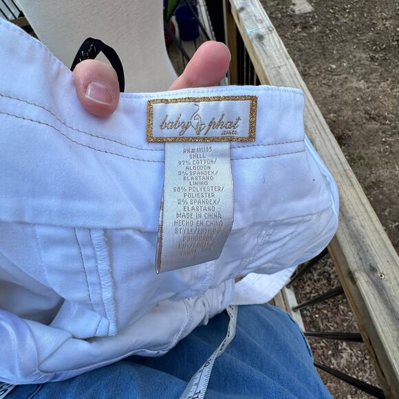 Vintage Y2K White and Gold Baby Phat Strapless Belted Buttoned Minidress Sz S - Picture 9 of 13